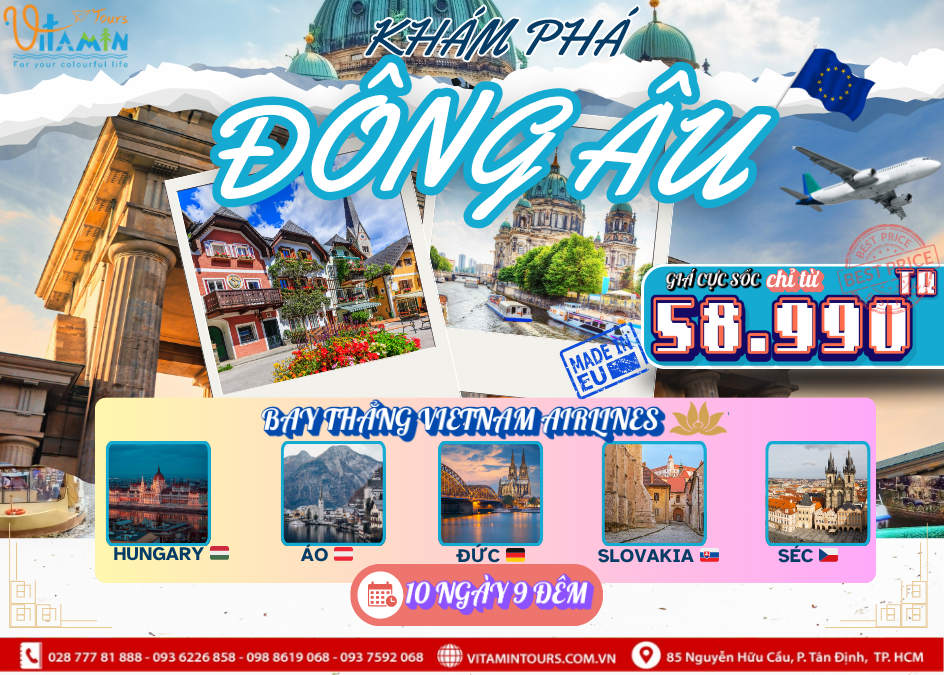 TOUR ĐÔNG ÂU 2026 : ĐỨC – ÁO – HUNGARY SLOVAKIA – SÉC