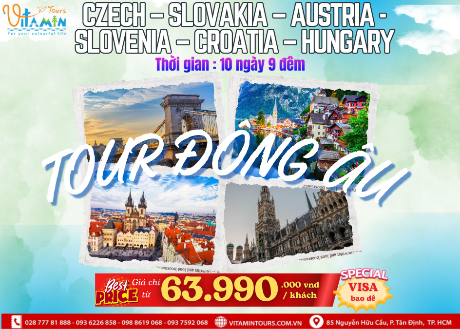 TOUR ĐÔNG ÂU 10N9Đ - CZECH – SLOVAKIA – AUSTRIA - SLOVENIA – CROATIA – HUNGARY