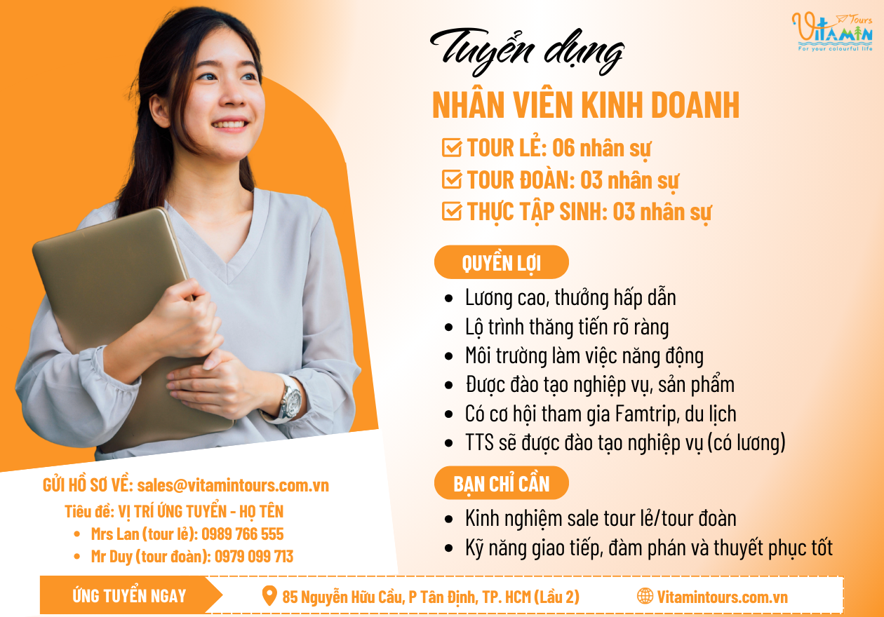 Tuyển Dụng Nhân Viên Kinh Doanh Tour Lẻ/Tour Đoàn